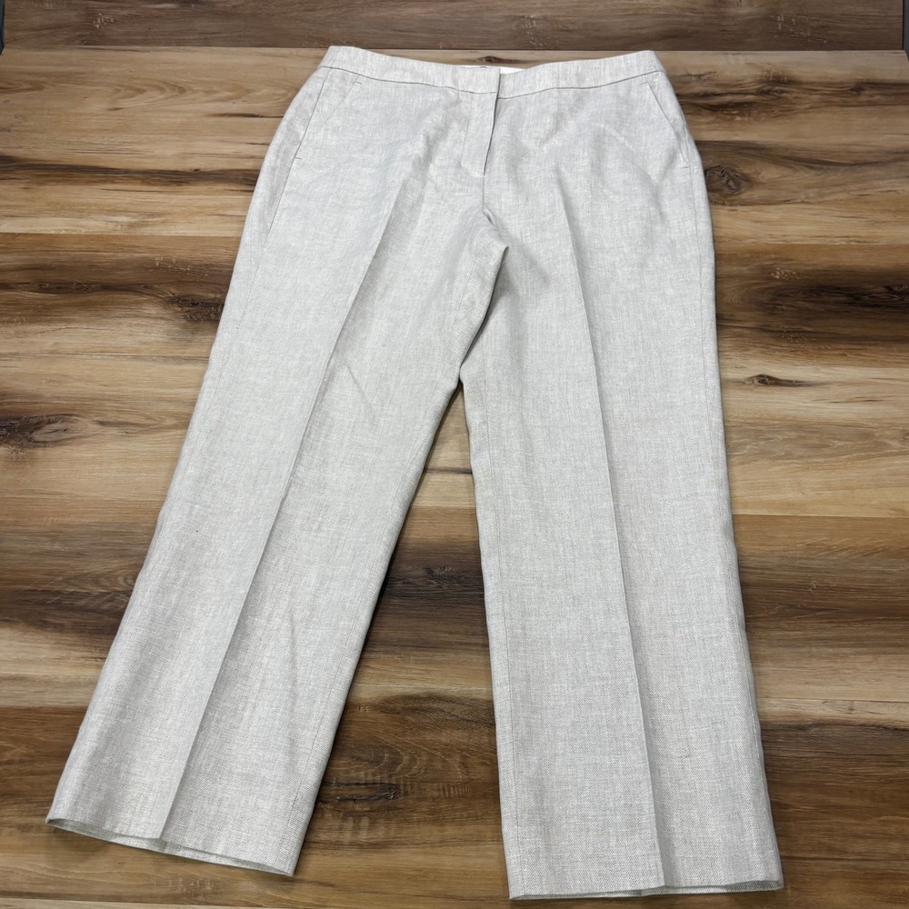J.Crew Kate Straight Leg Pant 14 Linen Blend Work Trousers Oatmeal Beige SU23
